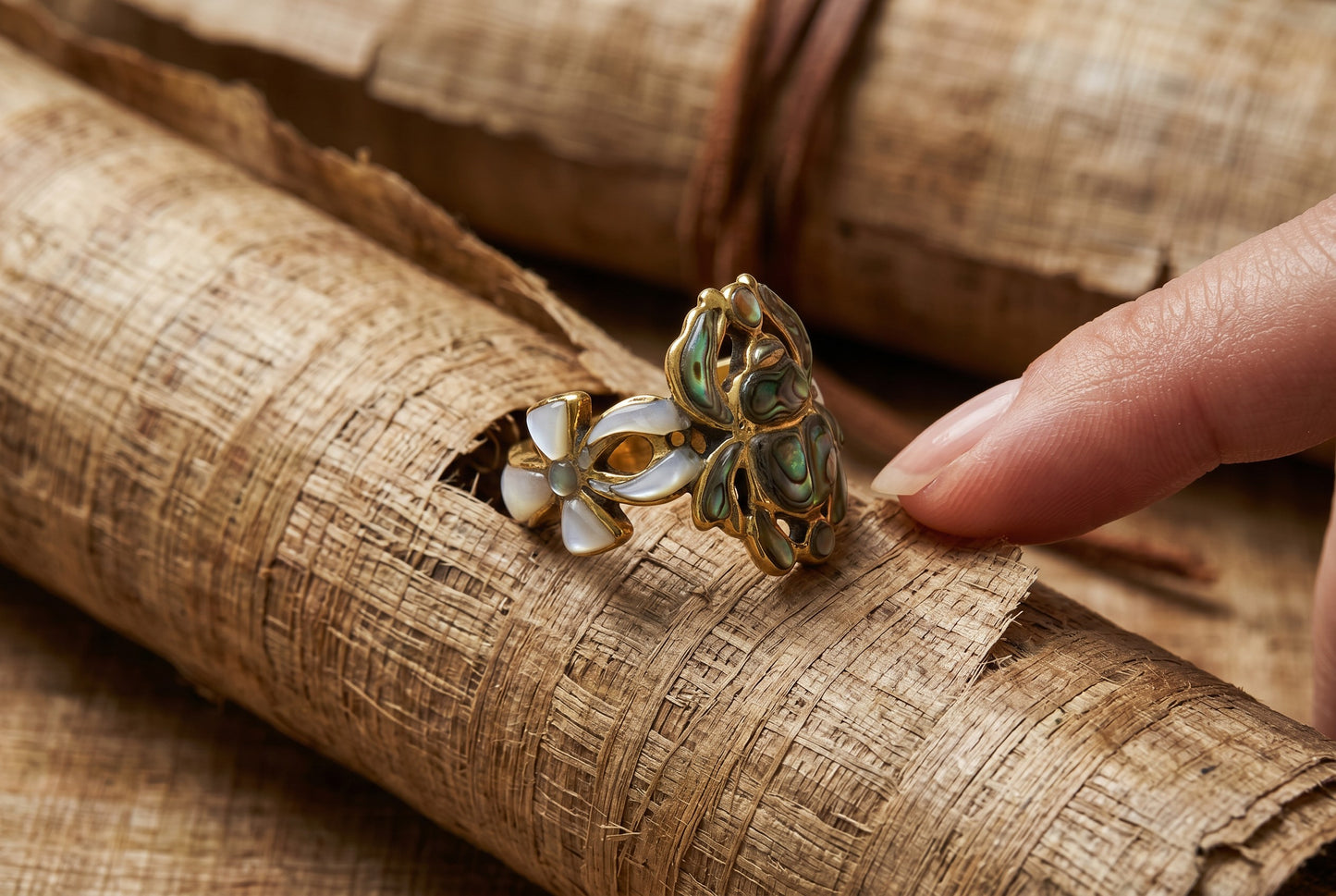 Gold Scarab Ankh Abalone Mother of Pearl Ring, Egyptian Revival Ring, Eye of Life Jewelry, Spiritual Talisman, Handmade Gift for Her
