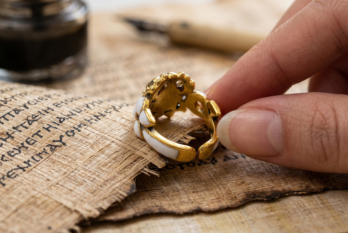 Gold Scarab Ankh Abalone Mother of Pearl Ring, Egyptian Revival Ring, Eye of Life Jewelry, Spiritual Talisman, Handmade Gift for Her