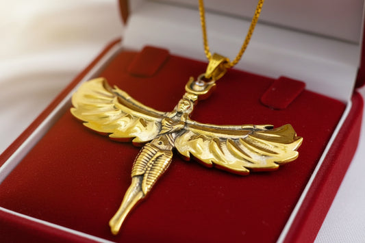 Gold Goddess Isis Pendant, Egyptian Divine Minimalist Necklace Gift