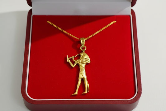 Gold Thoth Pendant Necklace, Egyptian Revival Talisman