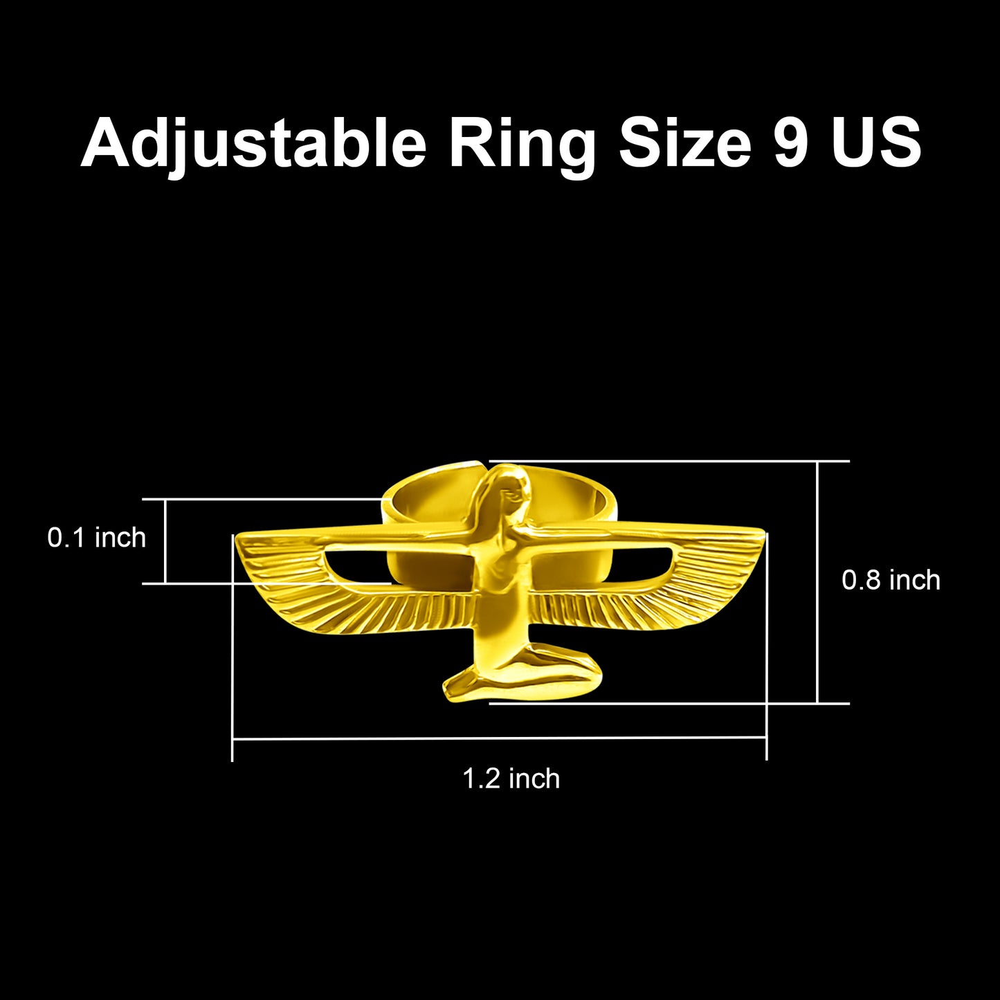 Gold Goddess Isis Ring, Egyptian Jewelry, Adjustable Divine Minimalist Gift