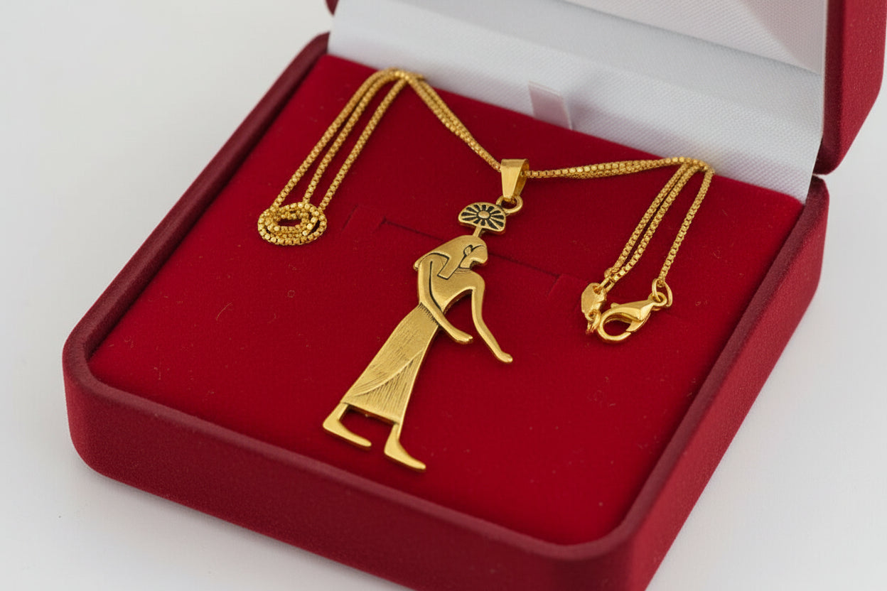 Gold Seshet Pendant, Egyptian Goddess Necklace, Divine Talisman