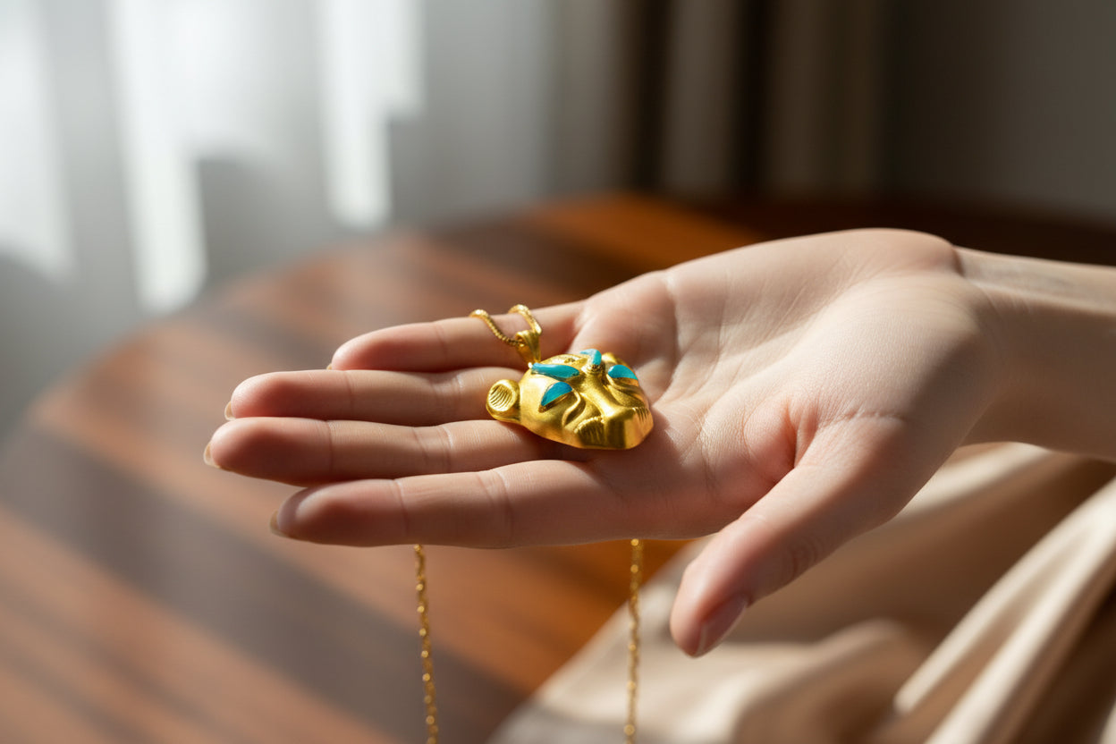 Gold Goddess Sekhmet Opal Pendant Necklace, Egyptian Jewelry