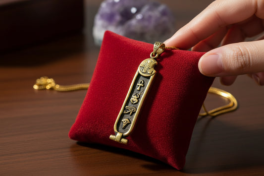 Gold God Horus Cartouche Necklace, Egyptian Jewelry, Gift For men and Women