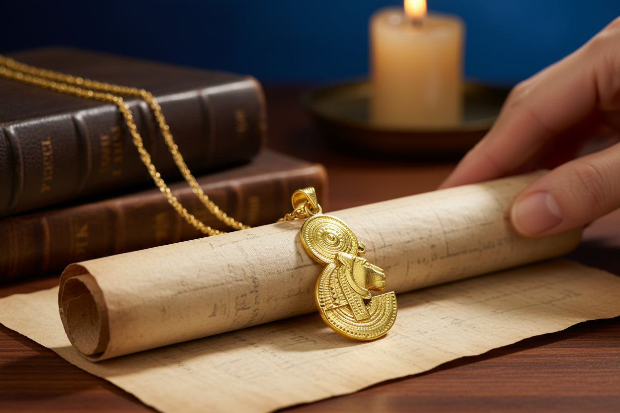 Gold Sekhmet Pendant, Egyptian Revival Necklace, Divine Talisman