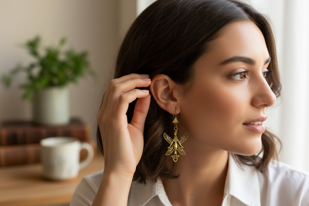 Gold Goddess Isis Earrings, Egyptian Goddess Earring, Gift For Her