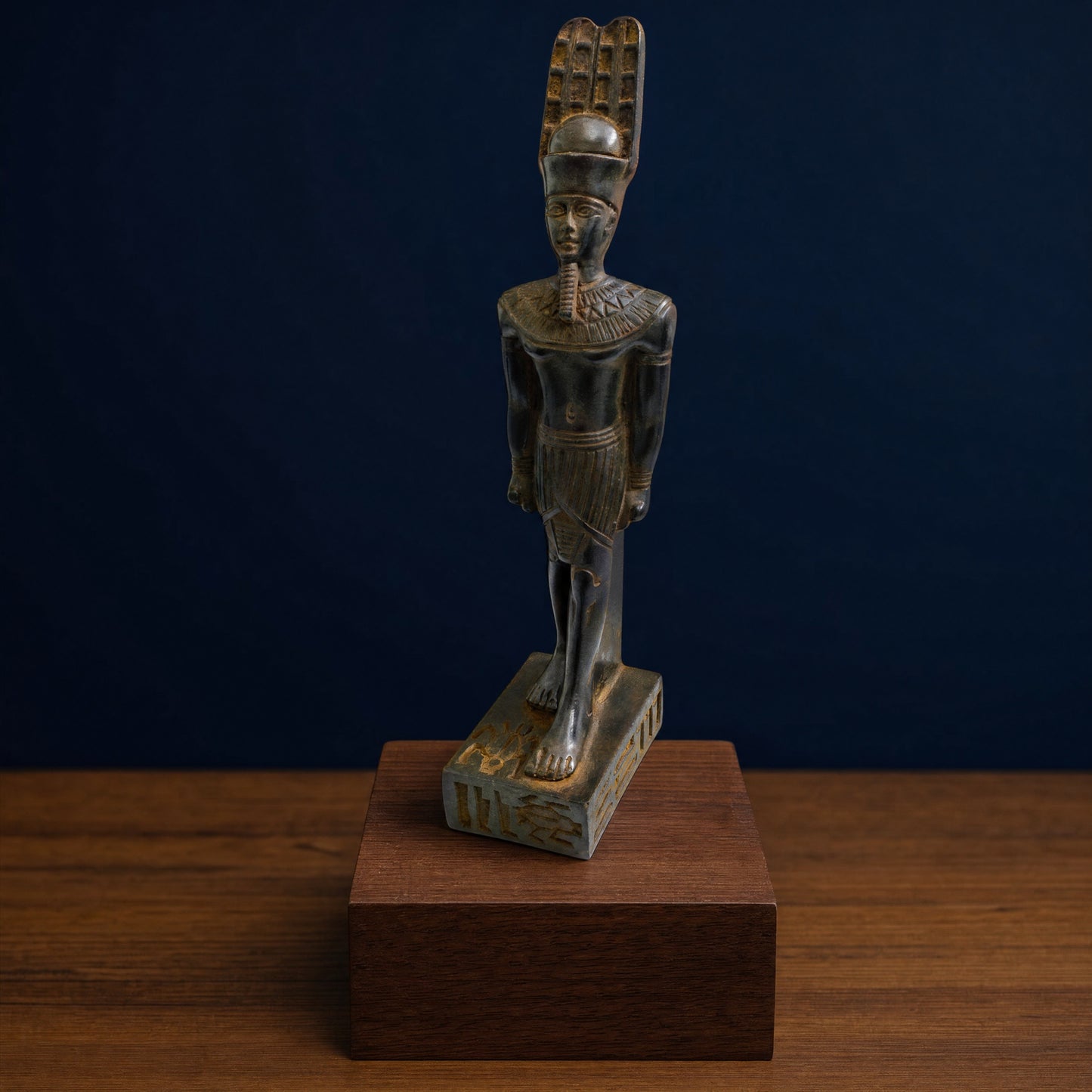 Handmade Basalt God Amun Statue, Ancient Egyptian God Sculpture, Pharaoh Decor, Museum Replica, Mythology Gift, Home Altar, Artisan Carving