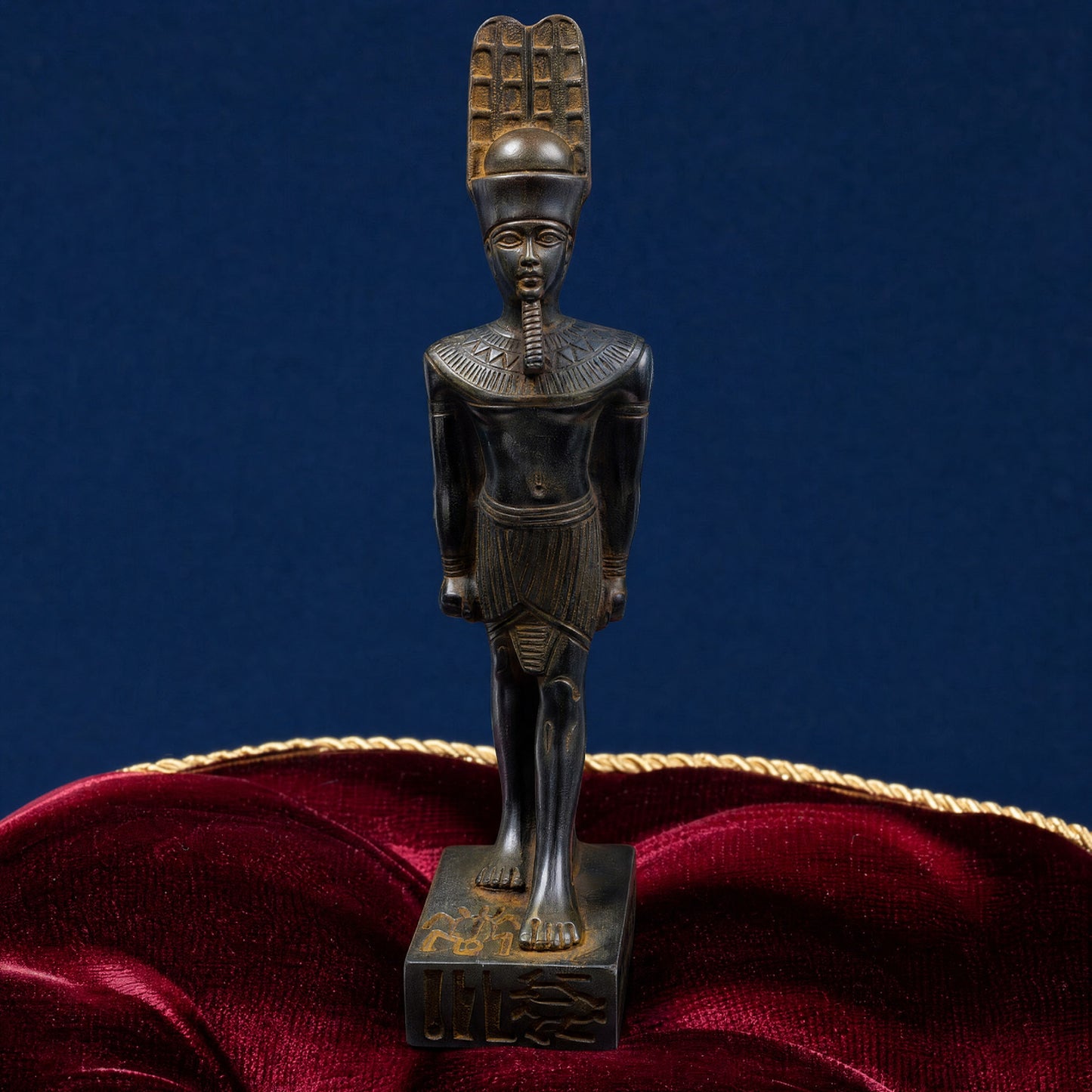 Handmade Basalt God Amun Statue, Ancient Egyptian God Sculpture, Pharaoh Decor, Museum Replica, Mythology Gift, Home Altar, Artisan Carving