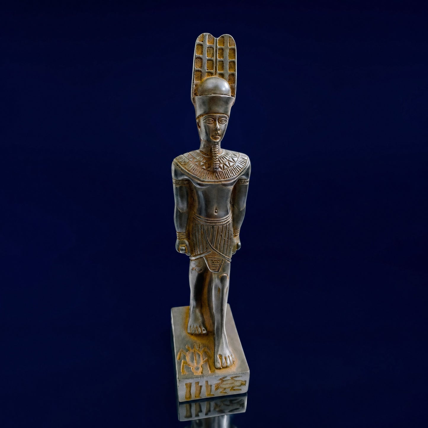 Handmade Basalt God Amun Statue, Ancient Egyptian God Sculpture, Pharaoh Decor, Museum Replica, Mythology Gift, Home Altar, Artisan Carving