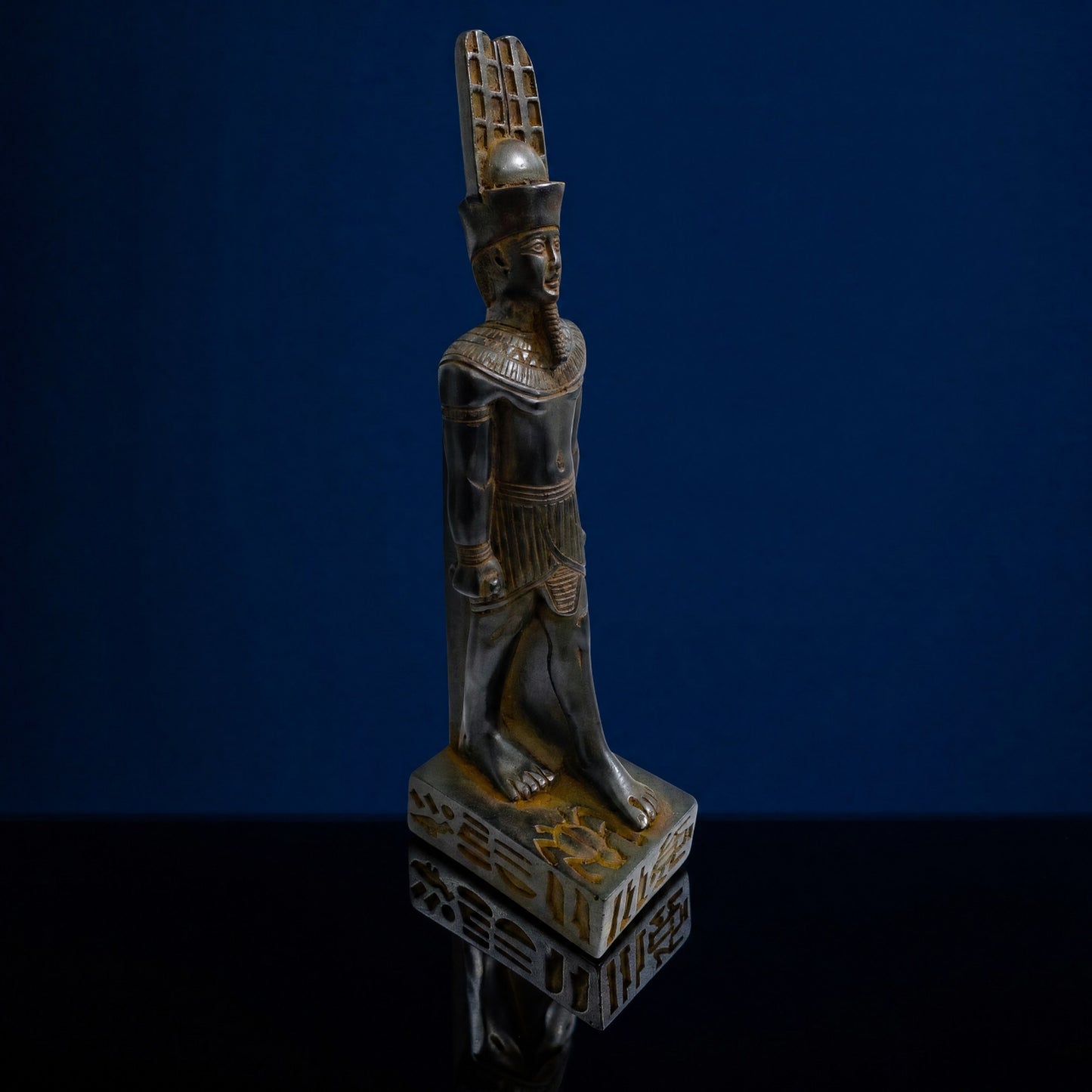 Handmade Basalt God Amun Statue, Ancient Egyptian God Sculpture, Pharaoh Decor, Museum Replica, Mythology Gift, Home Altar, Artisan Carving