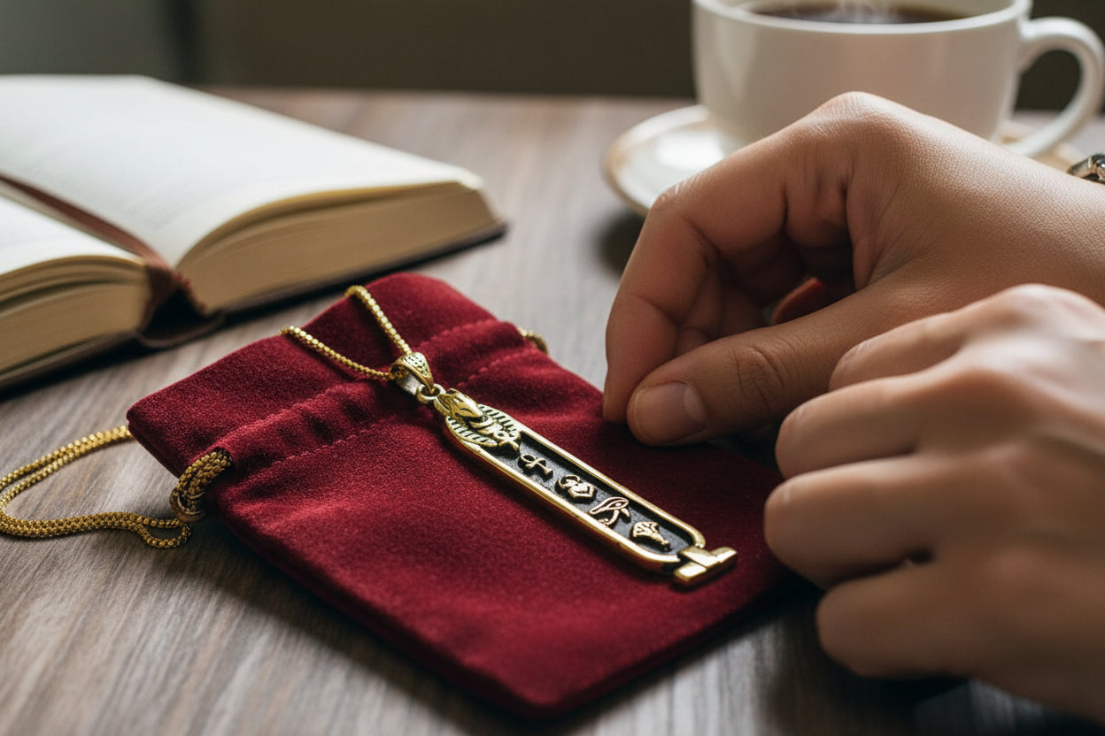 Gold God Anubis Cartouche Necklace, Egyptian Jewelry, Gift For men and Women