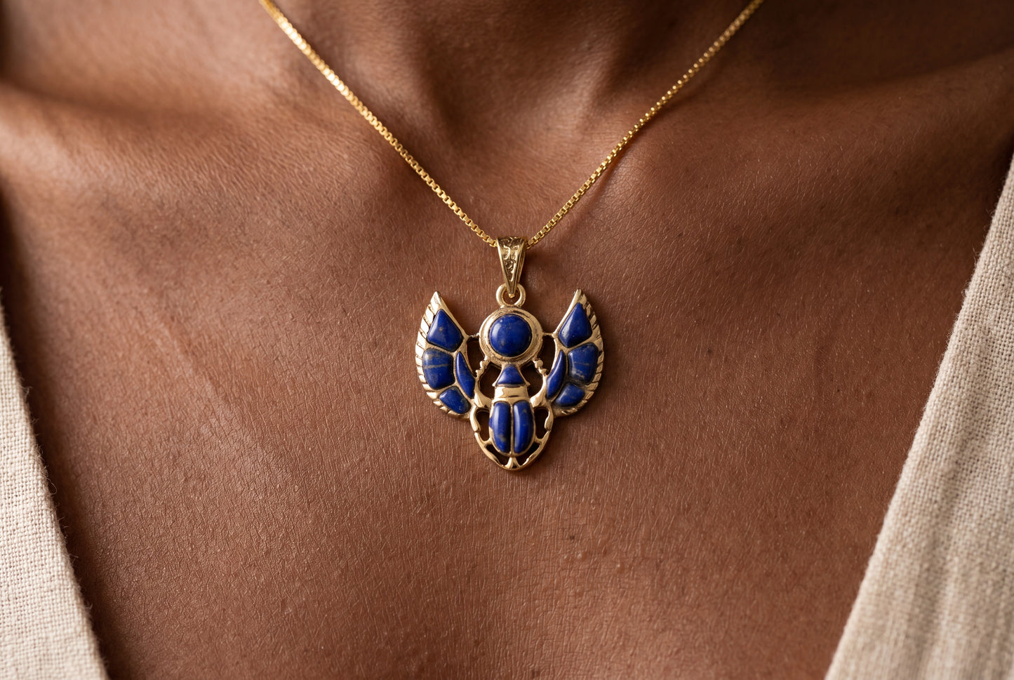 Gold Scarab Lapis Lazuli Pendant Necklace, Egyptian Revival Jewelry, Ancient Egypt Talisman, Protection Charm, Handmade Gift, Sacred Symbol