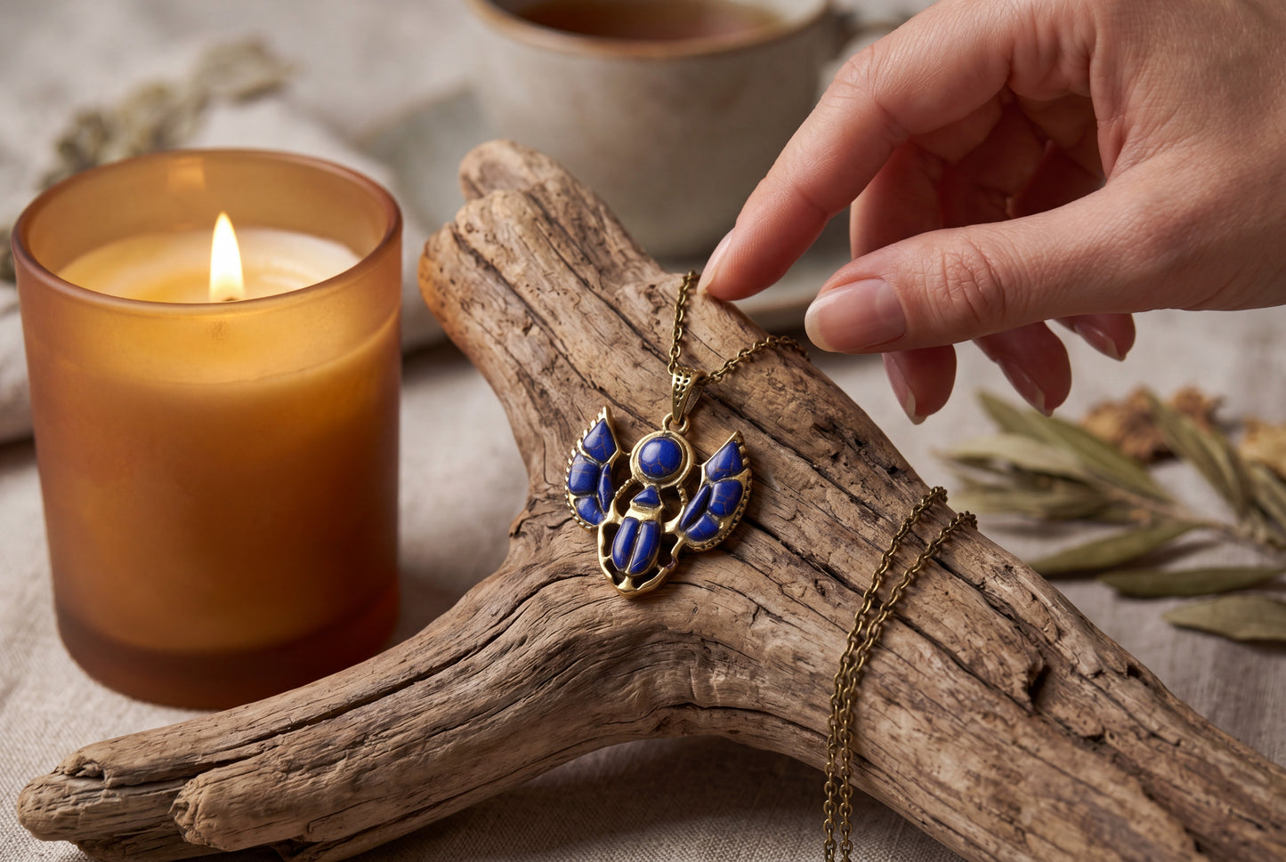Gold Scarab Lapis Lazuli Pendant Necklace, Egyptian Revival Jewelry, Ancient Egypt Talisman, Protection Charm, Handmade Gift, Sacred Symbol