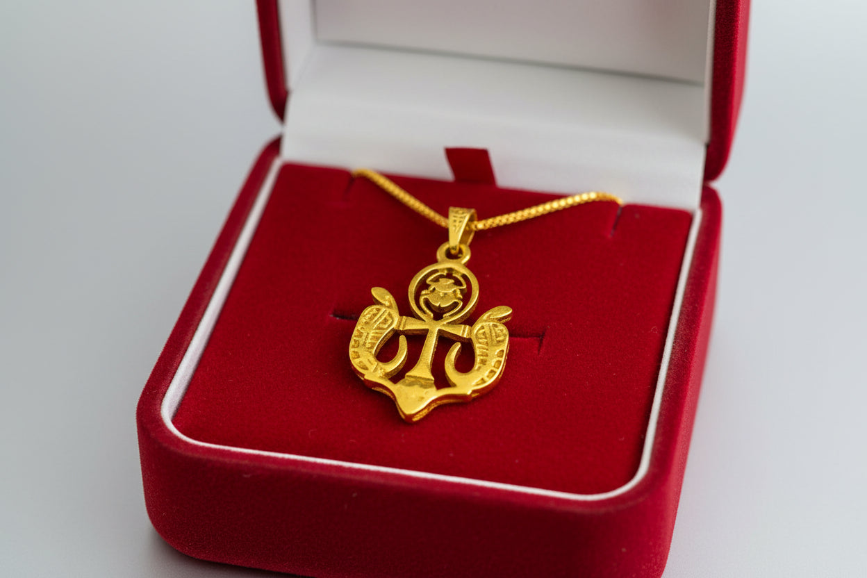 Gold Wadjet Scarab Lotus Necklace, Egyptian Protection Talisman, Eye of Horus Amulet