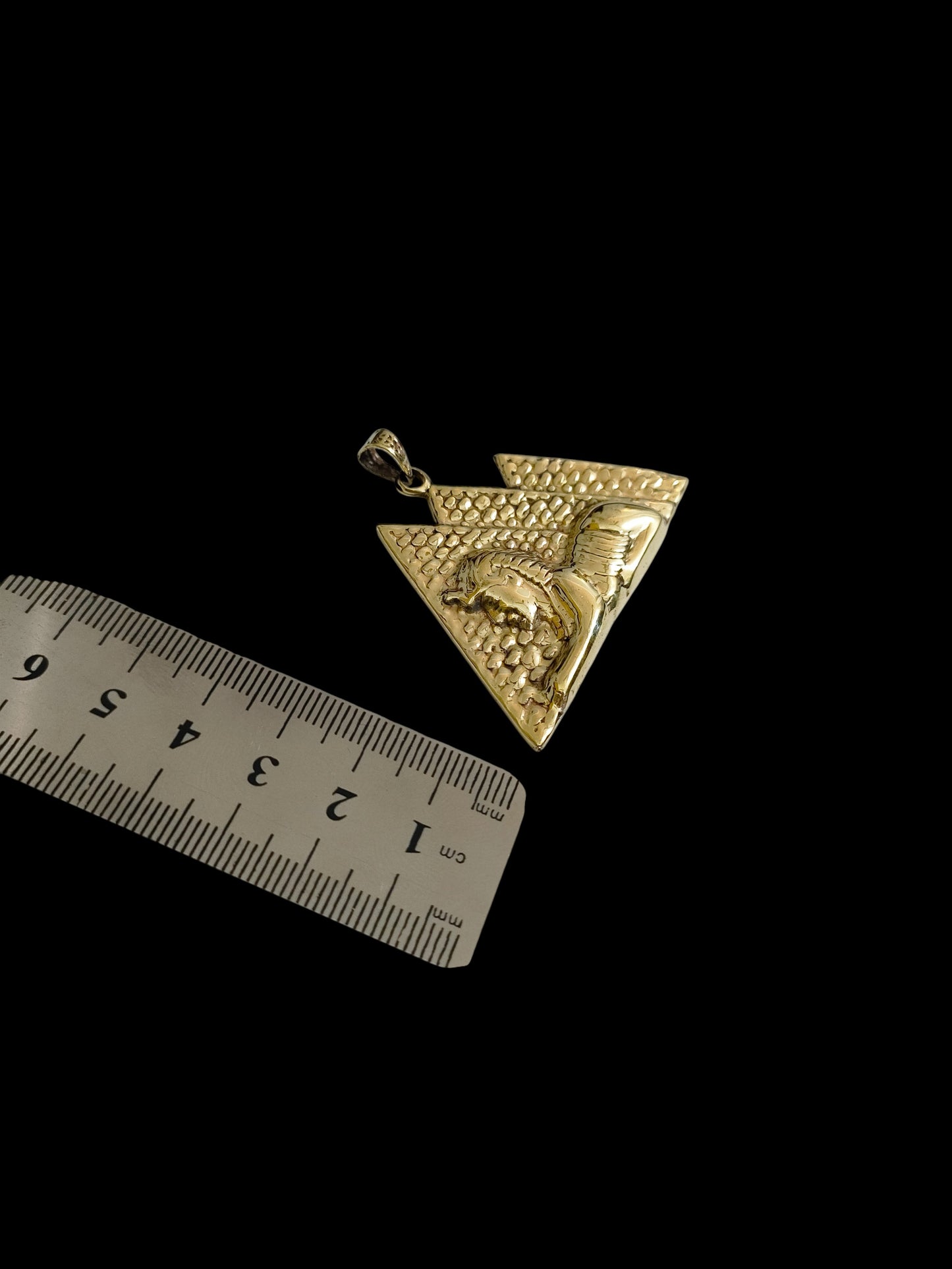 Gold Giza Pyramid Sphinx Necklace, Ancient Egyptian Spiritual Talisman