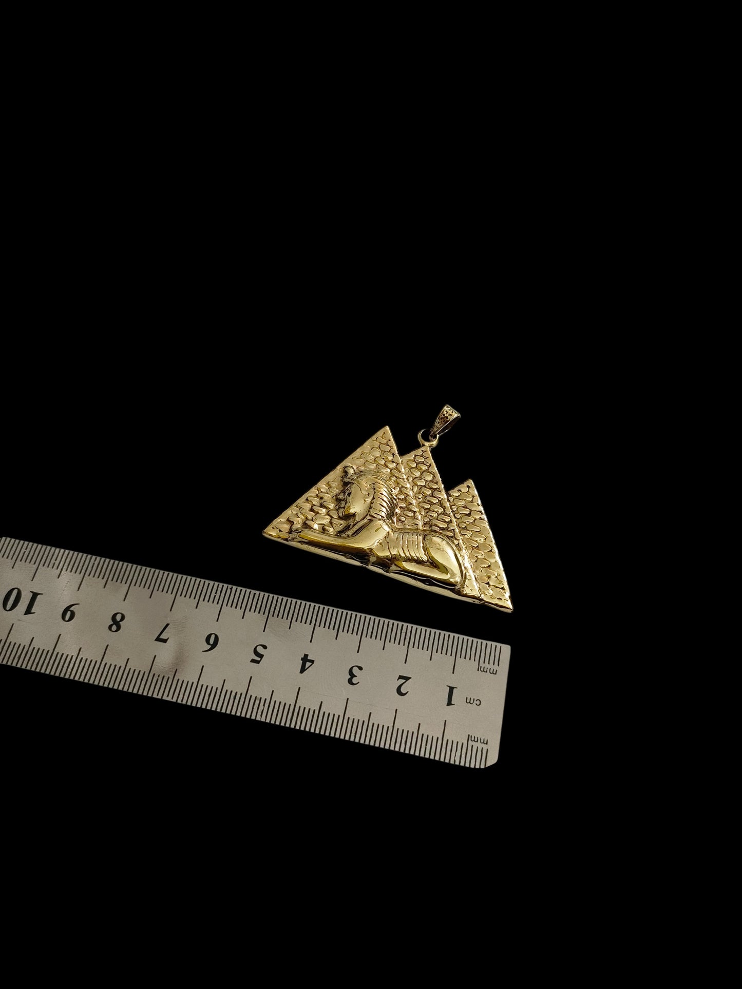 Gold Giza Pyramid Sphinx Necklace, Ancient Egyptian Spiritual Talisman