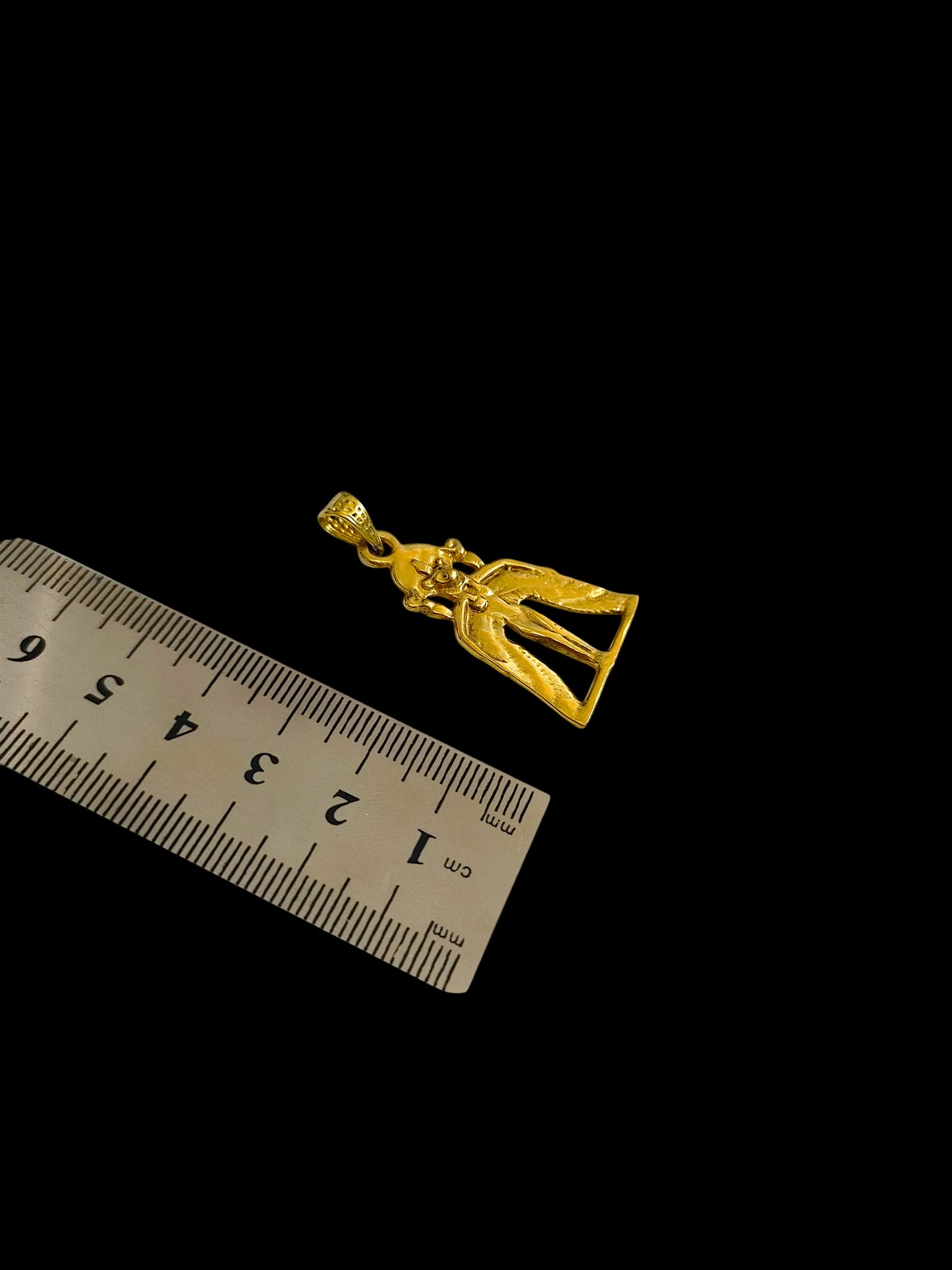 Gold Winged Sekhmet Pendant, Egyptian Revival Necklace, Divine Talisman