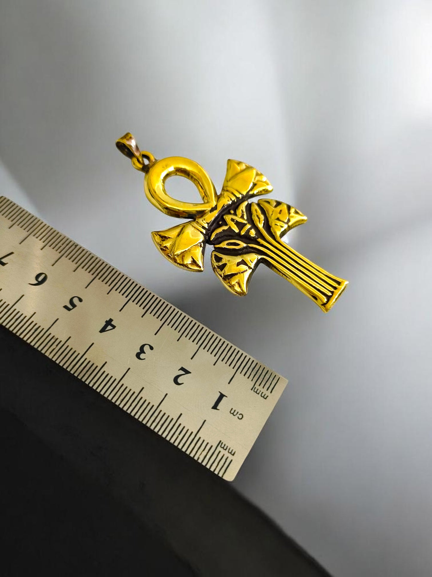 Gold Ankh Lotus Necklace, Egyptian Key of Life Pendant, Spiritual Protection Amulet