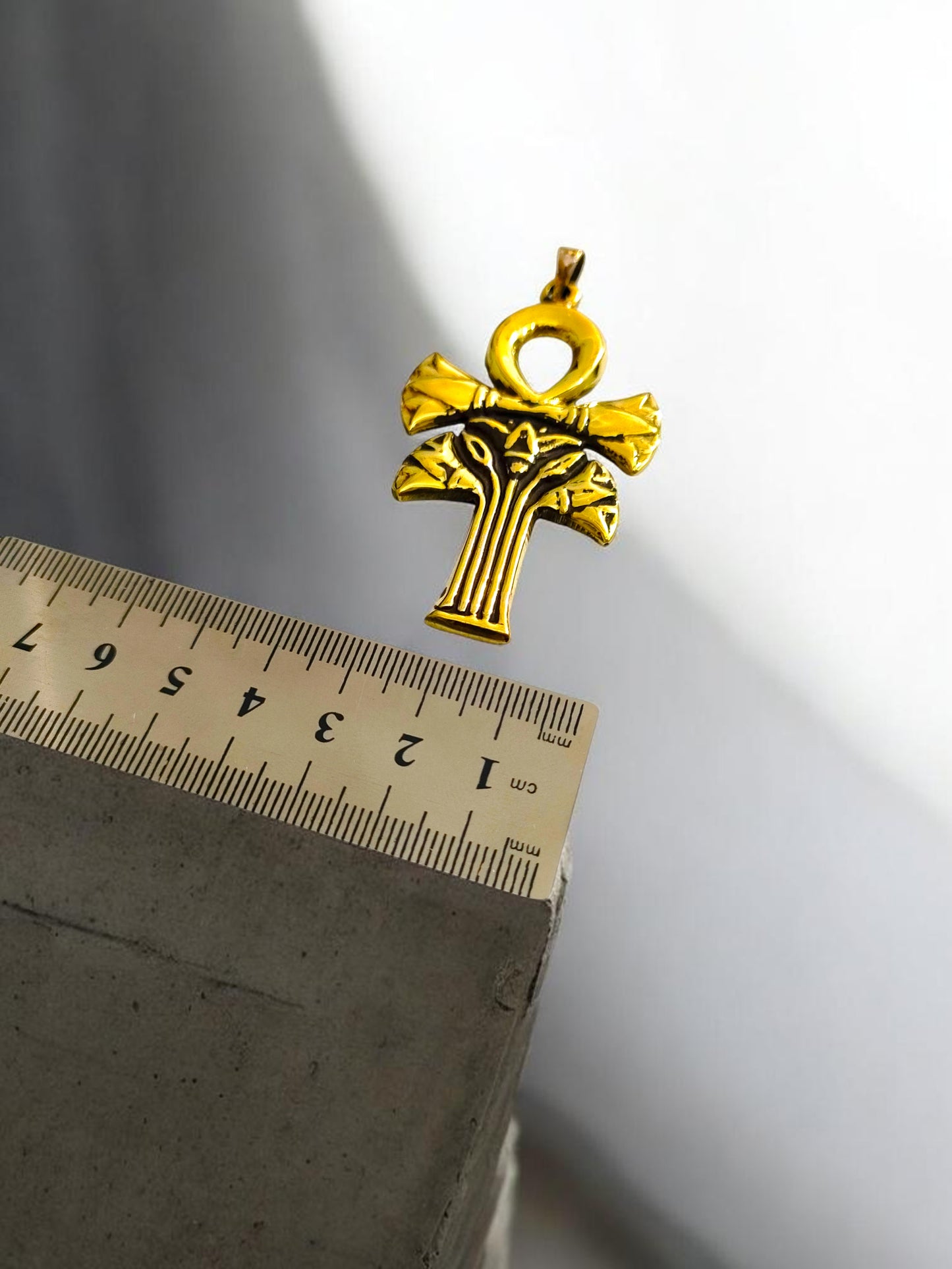 Gold Ankh Lotus Necklace, Egyptian Key of Life Pendant, Spiritual Protection Amulet