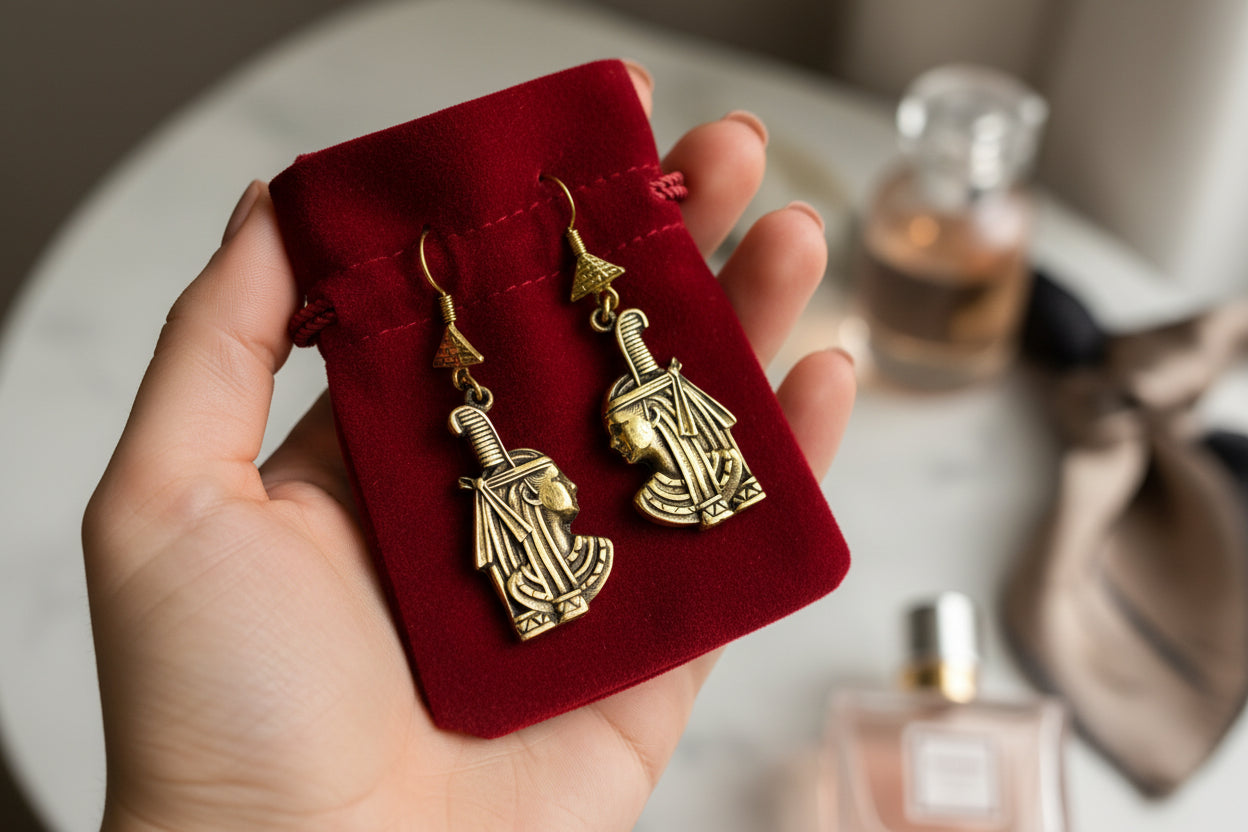 Gold Goddess ma'at Earrings, Egyptian Goddess Earring, Gift For Her