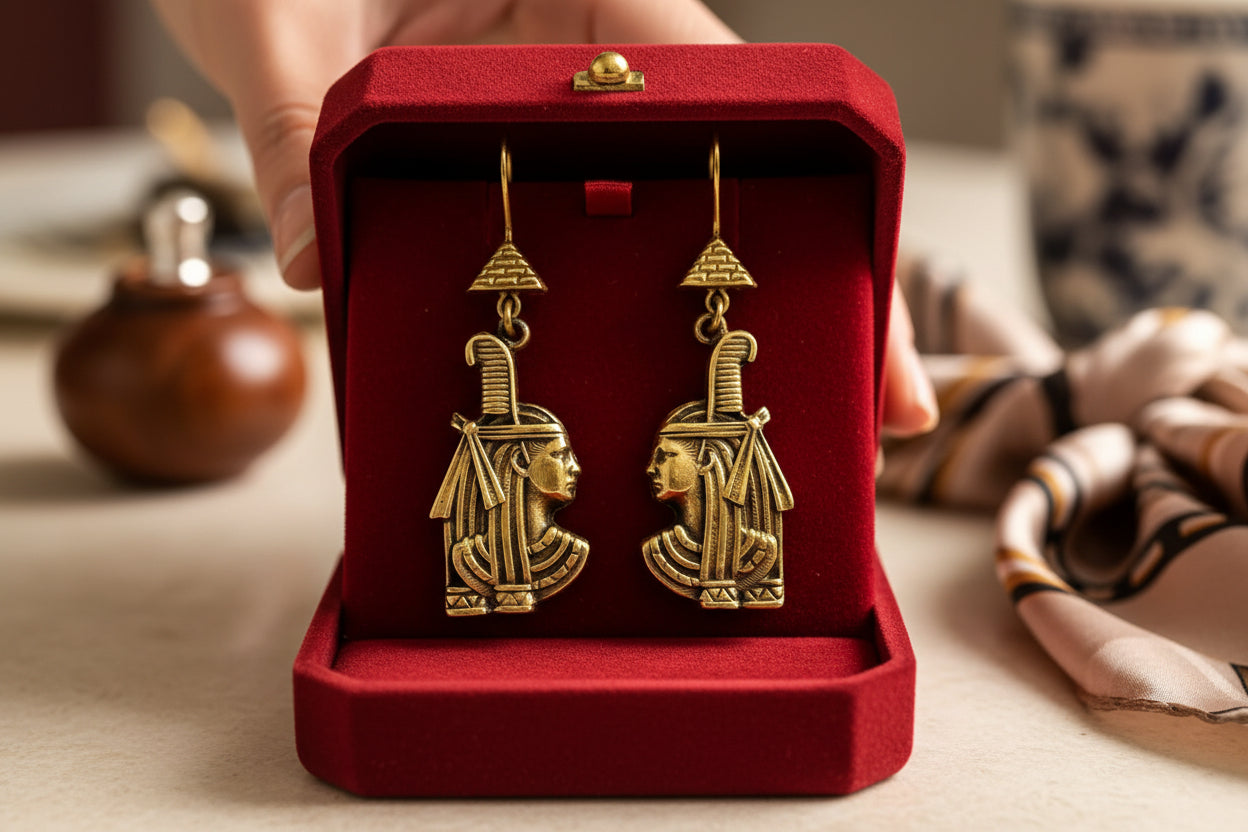 Gold Goddess ma'at Earrings, Egyptian Goddess Earring, Gift For Her