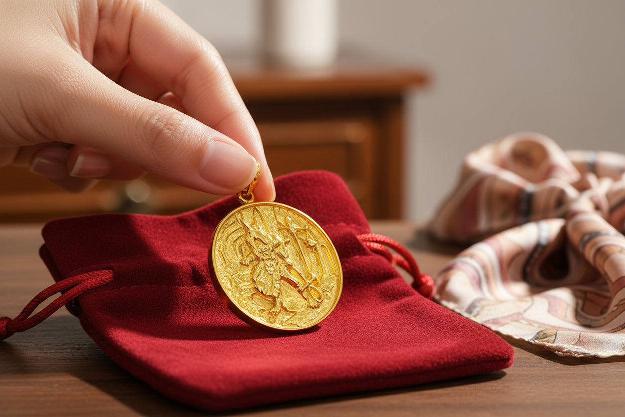 Gold Anubis Pendant Necklace, Egyptian Revival Jewelry