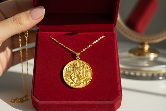 Gold Anubis Pendant Necklace, Egyptian Revival Jewelry