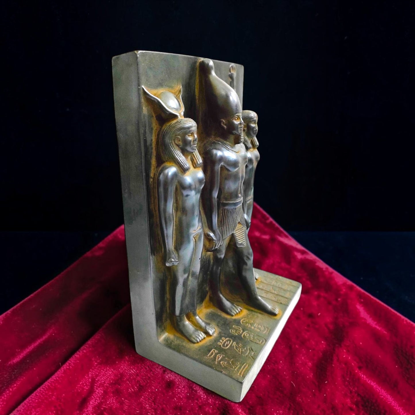 Handmade Basalt Menkaure Triad Statue, King Menkaure Hathor & Queen Sculpture, Ancient Egyptian Decor, Museum Replica Gift