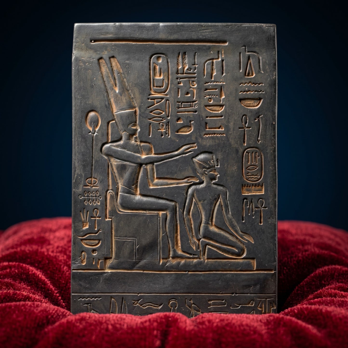 Handmade Basalt Menkaure Triad Statue, King Menkaure Hathor & Queen Sculpture, Ancient Egyptian Decor, Museum Replica Gift