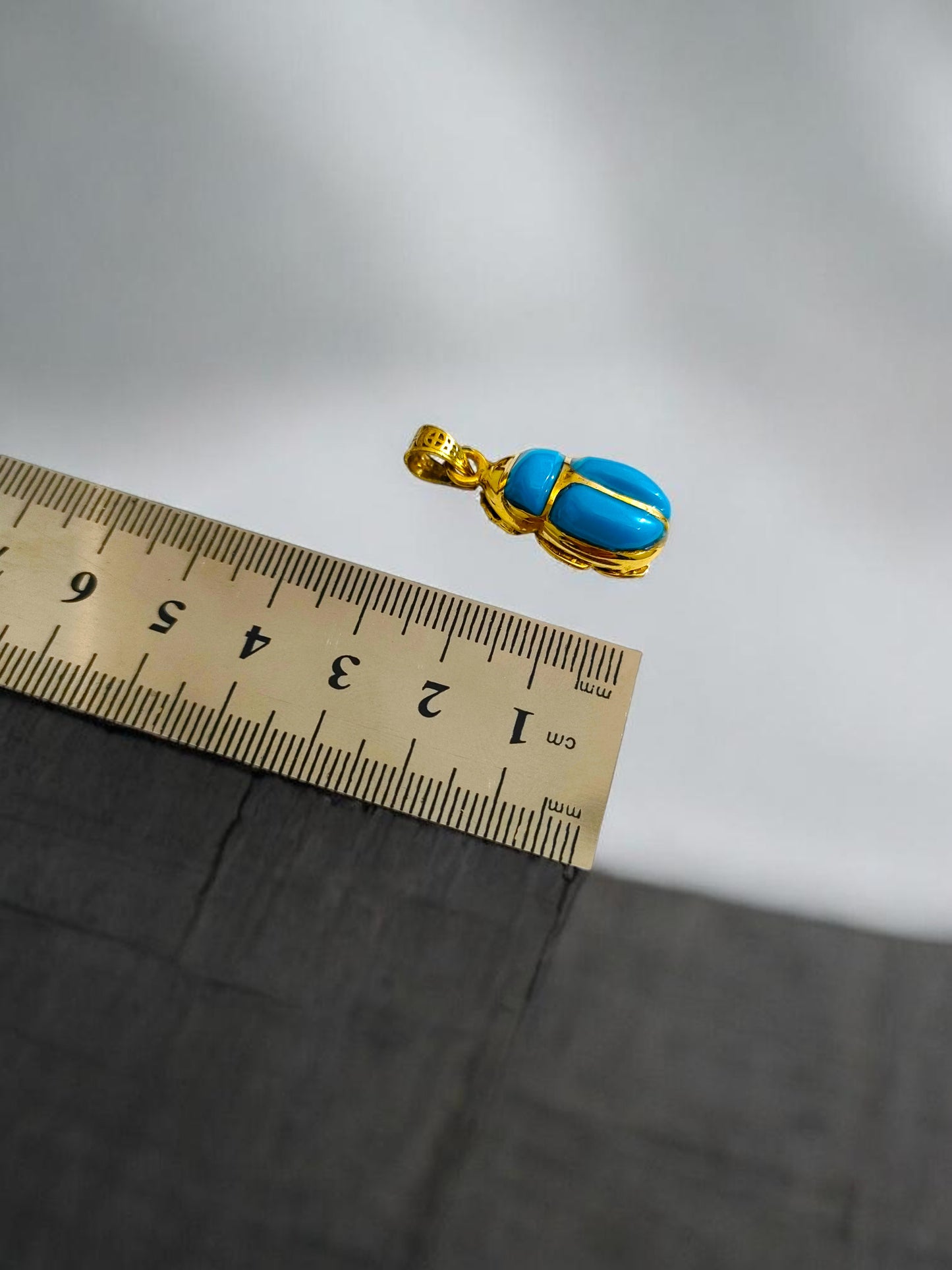 Gold Egyptian Scarab Pendant Necklace, Turquoise Talisman Jewelry