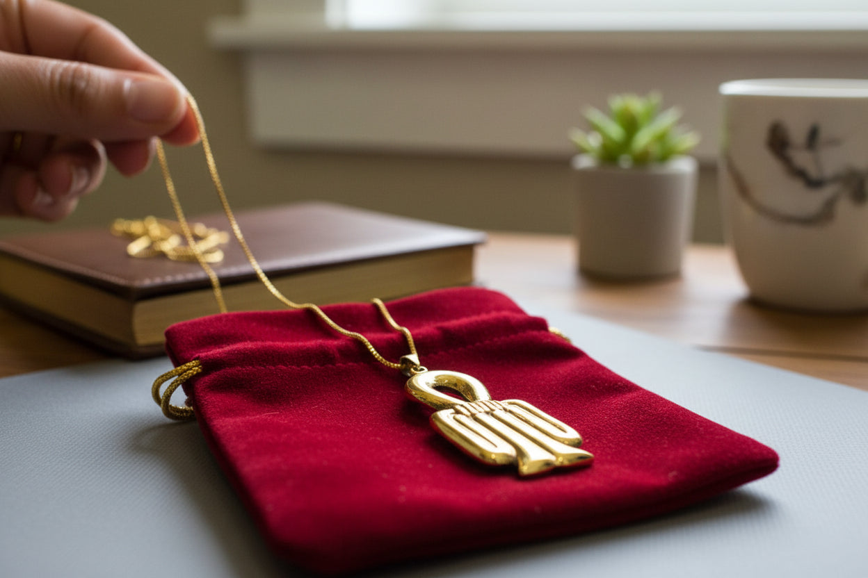 Gold Isis Tyet The Knot Pendant, Egyptian Talisman Divine Necklace