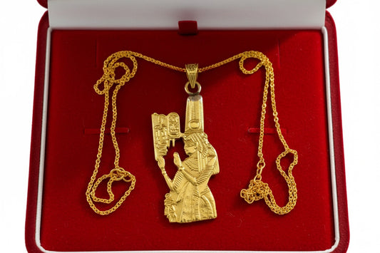 Gold Goddess Isis Necklace, Ancient Egyptian Jewelry, Divine Feminine Pendant, Sacred Egyptian Queen Gift for Her, Isis Amulet Necklace