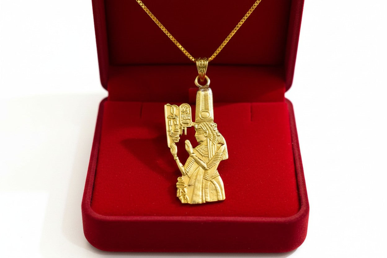 Gold Goddess Isis Necklace, Ancient Egyptian Jewelry, Divine Feminine Pendant, Sacred Egyptian Queen Gift for Her, Isis Amulet Necklace