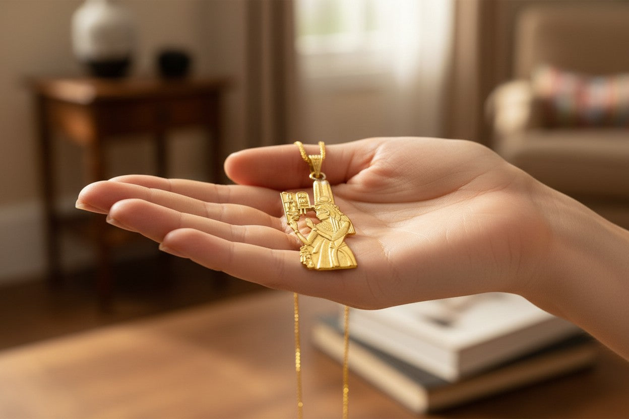 Gold Goddess Isis Necklace, Ancient Egyptian Jewelry, Divine Feminine Pendant, Sacred Egyptian Queen Gift for Her, Isis Amulet Necklace