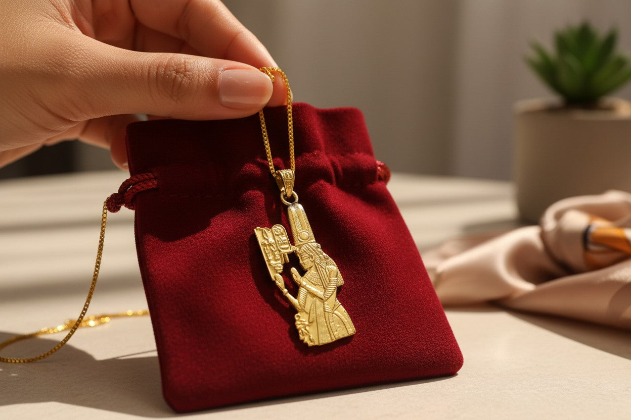 Gold Goddess Isis Necklace, Ancient Egyptian Jewelry, Divine Feminine Pendant, Sacred Egyptian Queen Gift for Her, Isis Amulet Necklace