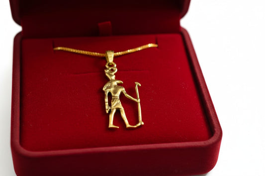 Gold God Seth Necklace, Egyptian Jewelry, Ancient Egypt Pendant, Protection Amulet, Mythology Gift, Gold Talisman Necklace, Gift for Him