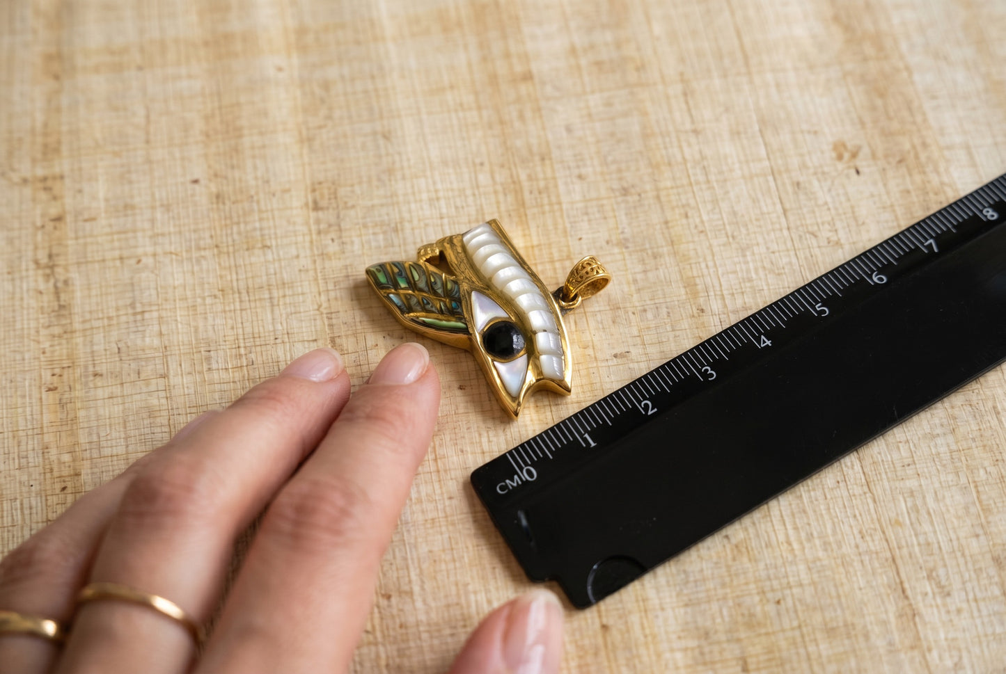 Gold Eye of Horus Mother of Pearl Abalone Necklace, Egyptian Revival Jewelry, Eye of Horus Pendant, Talisman Gift, Protection Charm