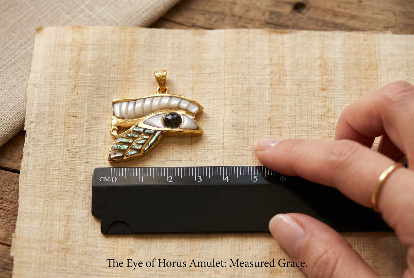 Gold Eye of Horus Mother of Pearl Abalone Necklace, Egyptian Revival Jewelry, Eye of Horus Pendant, Talisman Gift, Protection Charm