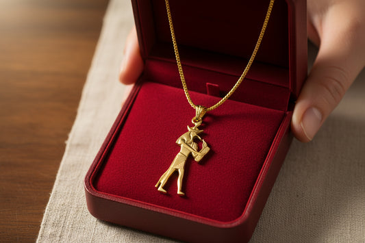 Gold Thoth Pendant Necklace, Egyptian Revival Talisman