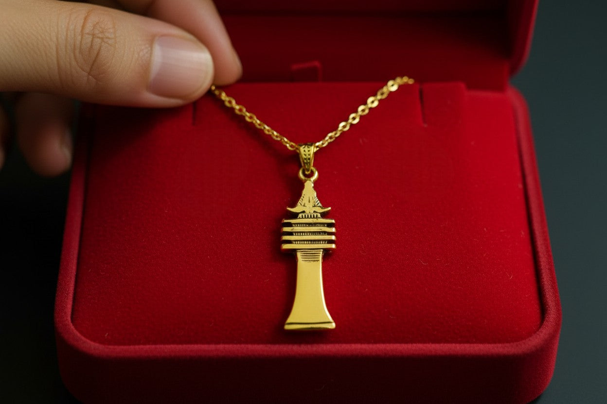 Gold Osirian Djed Pillar Pendant, Egyptian Osirian Talisman Necklace