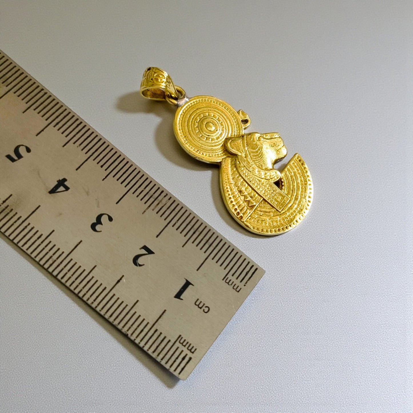 Gold Sekhmet Pendant, Egyptian Revival Necklace, Divine Talisman