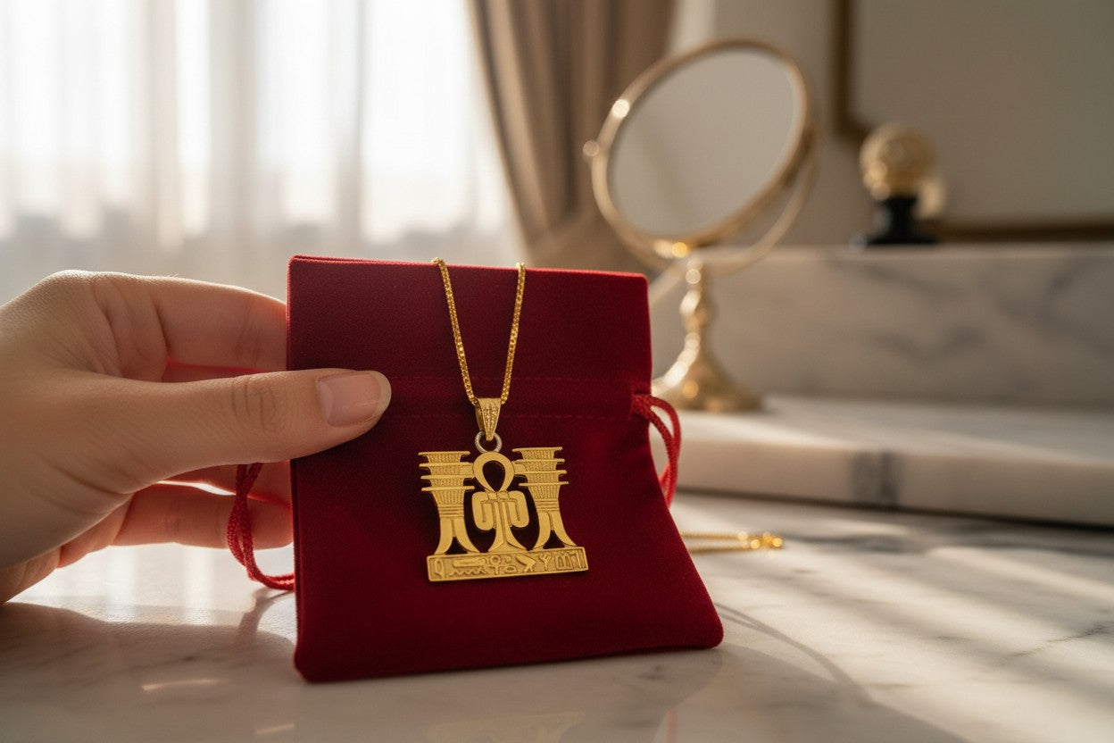 Gold Isis Tyet Knot Necklace, Ancient Egyptian Goddess Pendant, Protection Talisman Jewelry, Spiritual Gift For Her Him