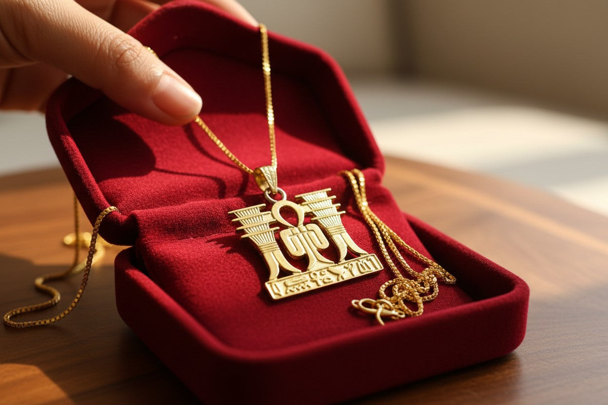Gold Isis Tyet Knot Necklace, Ancient Egyptian Goddess Pendant, Protection Talisman Jewelry, Spiritual Gift For Her Him