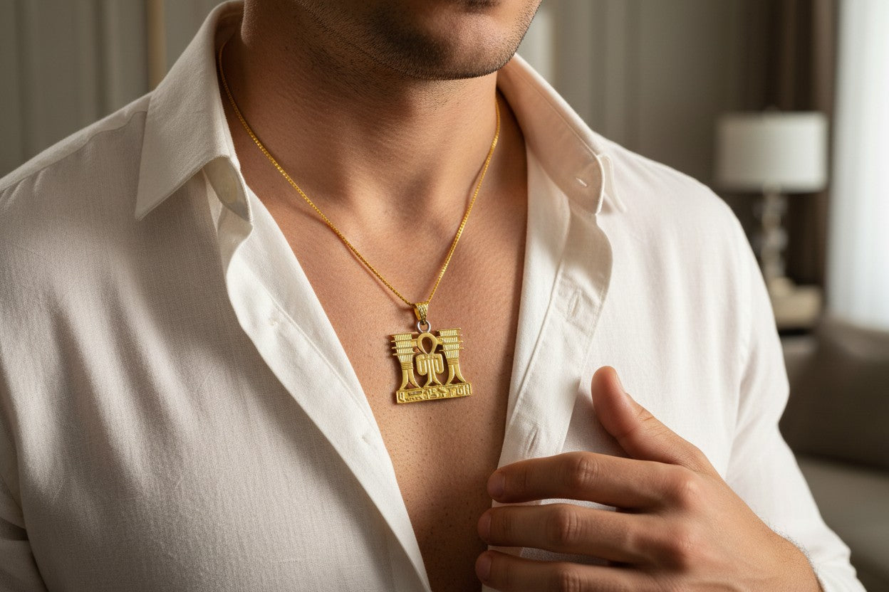 Gold Isis Tyet Knot Necklace, Ancient Egyptian Goddess Pendant, Protection Talisman Jewelry, Spiritual Gift For Her Him