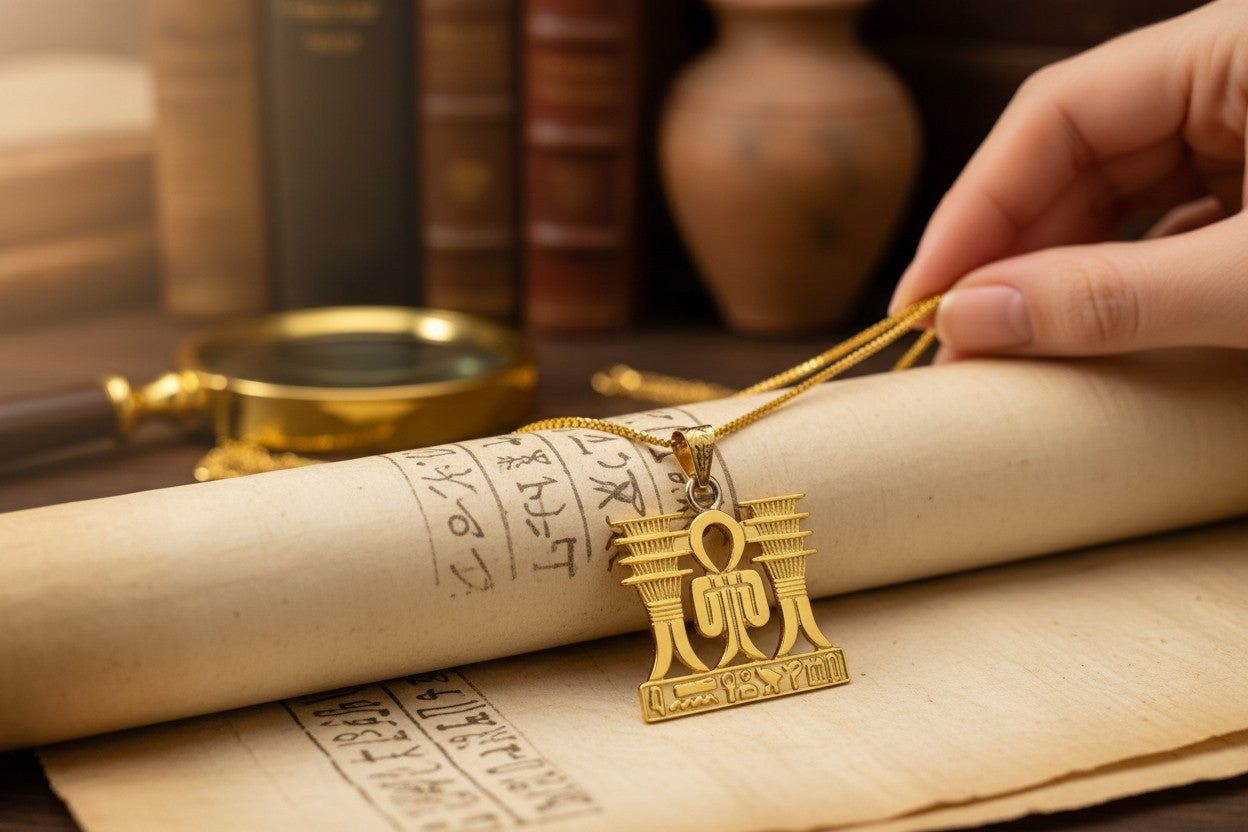 Gold Isis Tyet Knot Necklace, Ancient Egyptian Goddess Pendant, Protection Talisman Jewelry, Spiritual Gift For Her Him