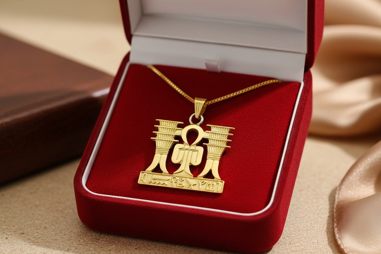 Gold Isis Tyet Knot Necklace, Ancient Egyptian Goddess Pendant, Protection Talisman Jewelry, Spiritual Gift For Her Him