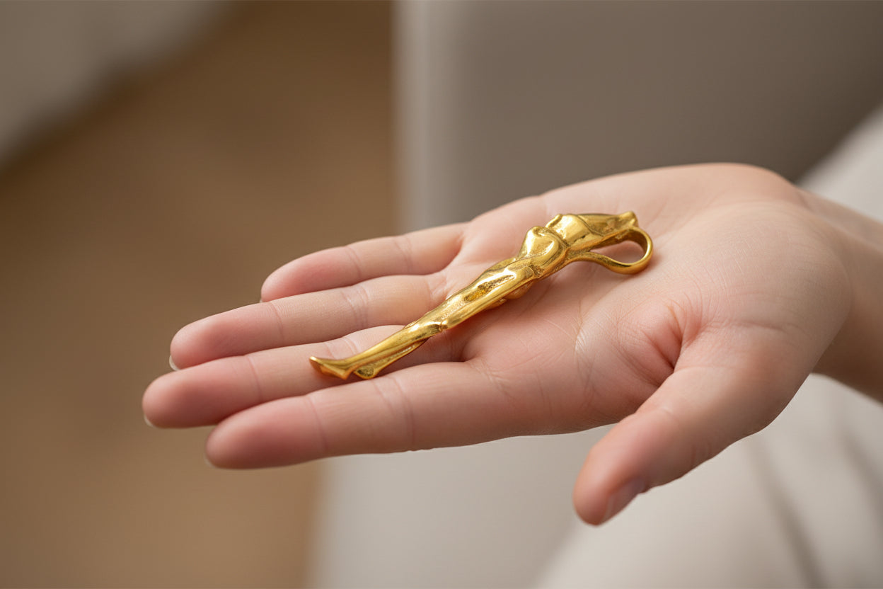 Gold God Horus Statue Pendant, Egyptian Revival Necklace