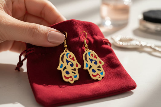 Gold Hamsa Earring, Egyptian Jewelry, Gifts for Men and Women