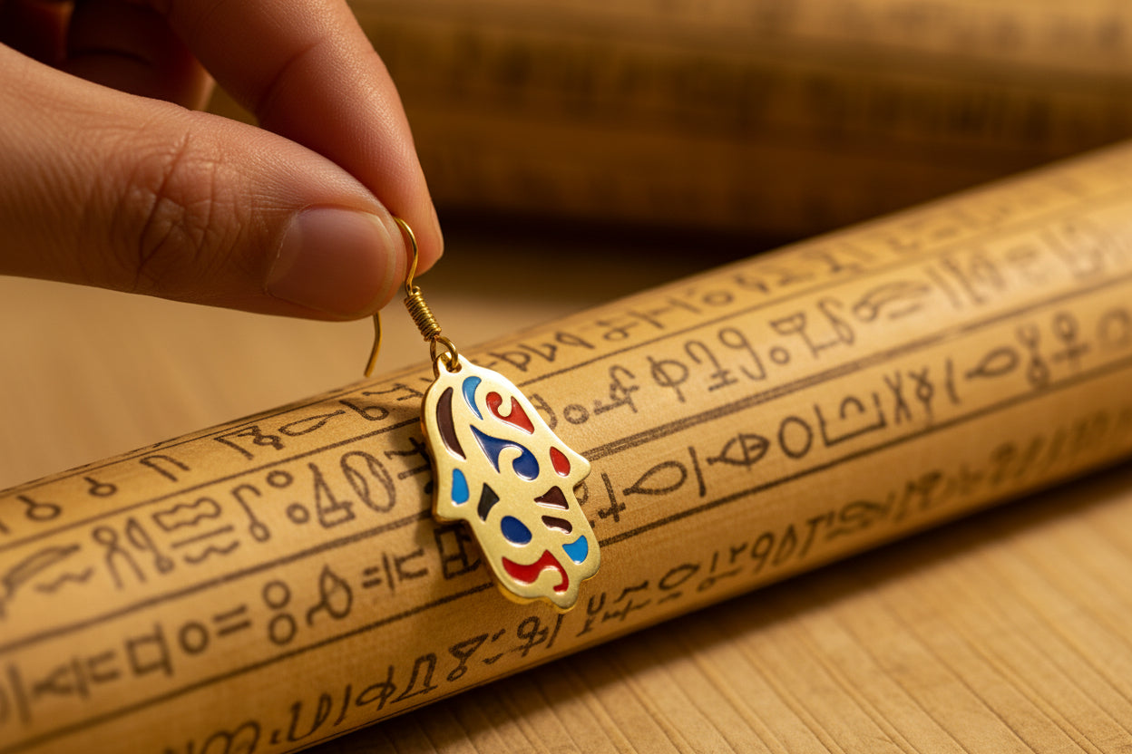 Gold Hamsa Earring, Egyptian Jewelry, Gifts for Men and Women