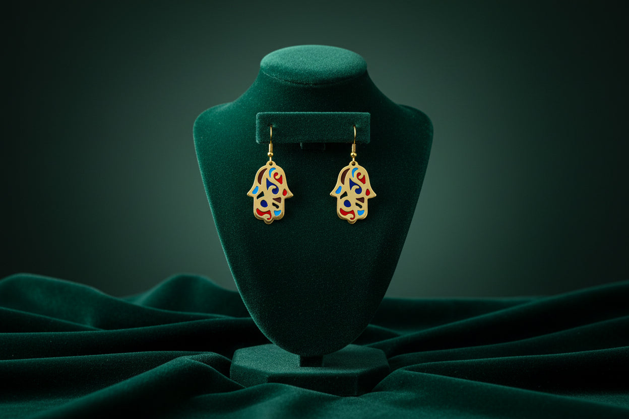Gold Hamsa Earring, Egyptian Jewelry, Gifts for Men and Women
